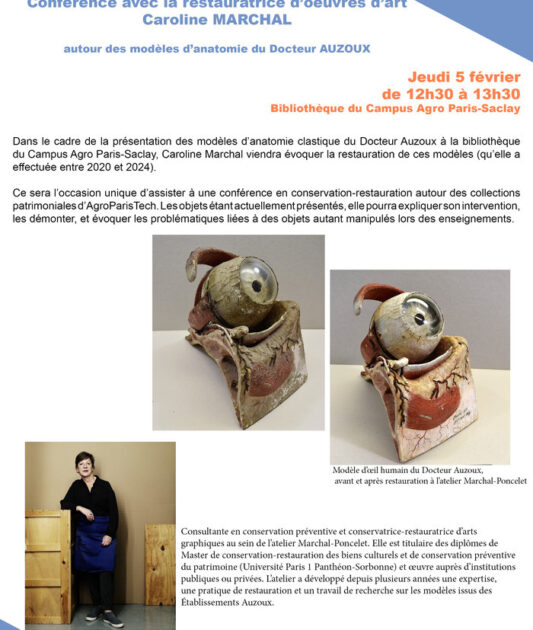 Conférence avec la restauratrice d’œuvres d'art Caroline Marchal autour des modèles d'anatomie du Docteur Auzoux.
